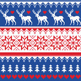 Nordic seamless pattern with deer and christmas trees