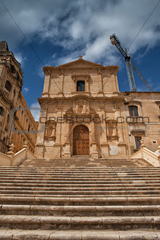 Ruins of baroque style cathedral in Noto
