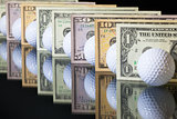 Golf balls and US dollars banknotes