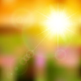 Summer background with sun burst with lens flare