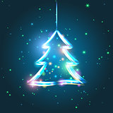 Glowing Christmas tree vector illustration