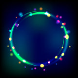 Multicolor glowing circle frame with sparkles