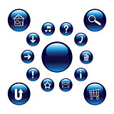 Glossy blue buttons with symbols
