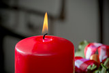 Datail burning red candle
