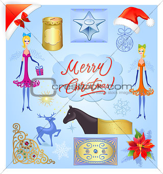 Christmas elements illustration set