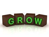 GROW inscription bright green letters 