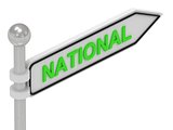 NATIONAL arrow sign with letters 