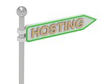 3d rendering of sign with gold "HOSTING"