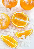 Oranges  on the snow