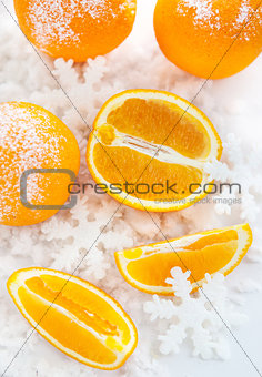 Oranges  on the snow