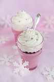 Cranberry dessert with whipped cream 