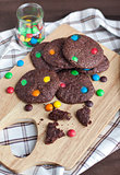 Homemade chocolate cookies decorated with colorful drops