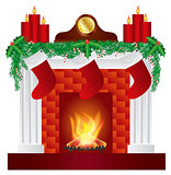 Fireplace with Christmas Decoration Illustration