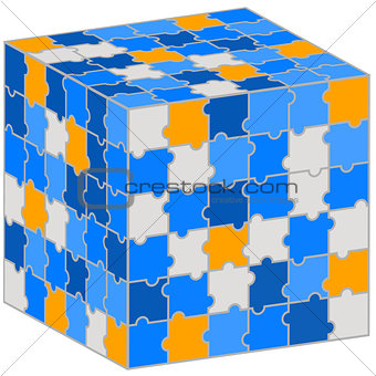 Puzzle cube. Illustration for your business presentation.