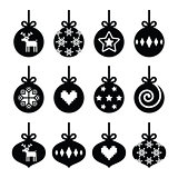 Christmas ball, christmas bauble vector icons set