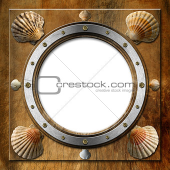 Metal Porthole with Seashells