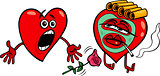 two hearts cartoon illustration