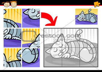 cartoon sleeping cat jigsaw game