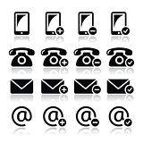 Contact icons set - mobile, phone, email, envelope