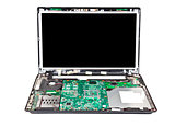 Laptop half disassembled front view