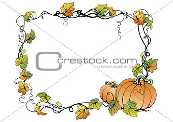 Floral frame with pumpkins 