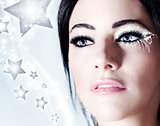 Snow queen, beautiful woman in Christmas style 