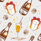 Seamless pattern with champagne