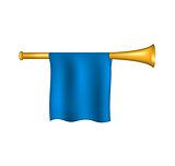 Trumpet with blue flag