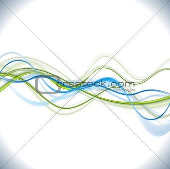 Blue and green vector waves background