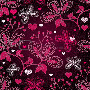 Seamless valentine floral pattern