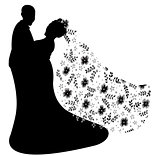 just married couple silhouette, vector