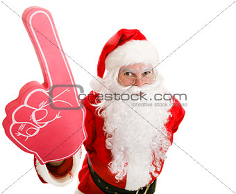 Sports Fan Santa with Foam Finger