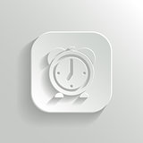 Alarm clock icon - vector white app button with shadow