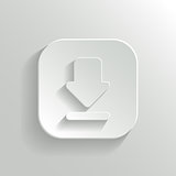 Download icon - vector white app button with shadow