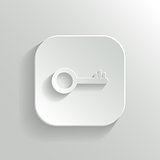 Key icon - vector white app button with shadow