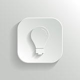 Light bulb icon - vector white app button with shadow