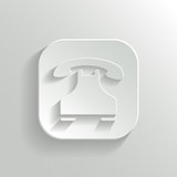 Phone icon - vector white app button with shadow