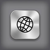 Global icon - vector metal app button