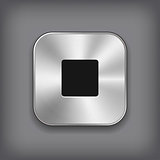 Stop - media player icon - vector metal app button