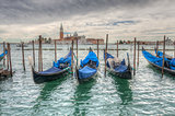 Venetian gondolas on the water HDR