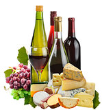 Wine ,Grape And Cheese