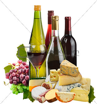 Wine ,Grape And Cheese