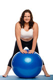 Fat woman with a ball