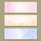 Floral Banner Set with Leaf Silhouettes