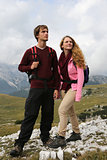 Young people hiking in the mountains
