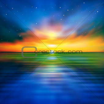 abstract spring background with sea sunset