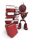 Android with stack of books