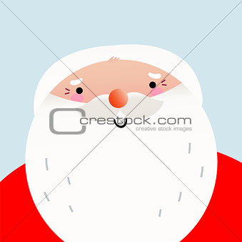 Cute cartoon smiling Santa face for Xmas greeting