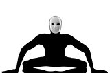 performer mime with mask stretching flexibility silhouette