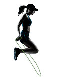 woman runner jogger jumping rope silhouette